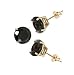 14K Yellow Gold Stud Earring Aprx .24 Carat Total Weight, 3mm Each Round Black Simulated Diamond Earring. Set on Prong Setting & Friction Style Post