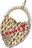 Pearl and Stone Heart Lock with Pearls Inside, 14K Gold Charm