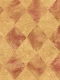 Contemporary Tan & Rusty Rose Diamond Harlequin Wallpaper