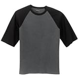 NEW District Threads - Pigment-Dyed 3/4 Sleeve Raglan Tee Dark Smoke/Blk-S