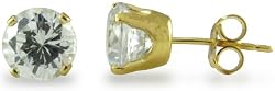 14KT Yellow Gold 2.0 CTW Round CZ Four-Prong Earrings