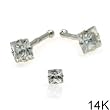 14k White Gold Nose Bone Prong Settings with Clear CZ, 3X3mm - Sold Individually