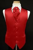 100% Red Satin Vest with Matching Ascot