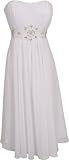 Strapless Chiffon Goddess Gown Prom Dress Formal Knee-Length Junior Plus Size, 3X, White