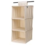 Household Essentials 1842 Three-Shelf Natural Canvas Hanging Sweater Organizer ~ Household Essentials