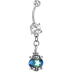 Handcrafted Glow In The Dark Silver Mood Belly Ring
