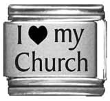 Clearly Charming I Heart my Church Laser Etched Italian Charm
