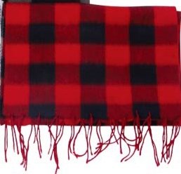 Fleece Scarf Shawl Red / Black Checkered Great for Christmas