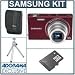 Samsung WB210 Digital Camera kit - Burgundy - with 8GB Micro SD Memory Card, Camera Case, Table Top Tripod