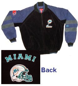 Miami Dolphins Classic Suede Jacket with City Name and Helmet Logo