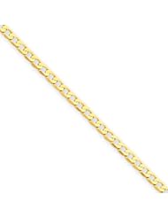 14k Gold Polished Curb Link Anklet, 9 inch