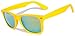 Vintage Retro Classic Mirror Reflective Revo Lens Trendy Wayfarer Style Sunglasses - 80's Fashion - Mens or Womens - Over 20 Colors Available (Mirror Lens - Yellow Frame)