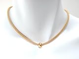 Gold Thin Mesh Necklace with Floating Bead