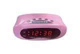 PINK AM/FM Radio Alarm Clock Snooze & Battery back up