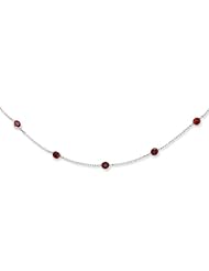 Sterling Silver Red CZ Necklace - 18 Inch