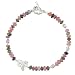 Green and Pink Tourmaline Gemstone Beaded Toggle Bracelet with Czech Glass beads and a Sterling Silver Butterfly Charm, 7 3/4" long, #8079