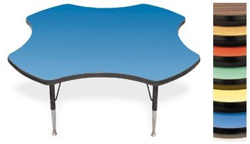 McCourt 74560Y-HIGH 48 Inch Clover Activity Table - Yellow Top with Black Legs - Adjusts to 22-31 Inches