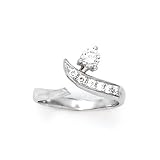 Solid 14K White Gold Five Gem with Solitaire Cubic Zirconia Toe Ring
