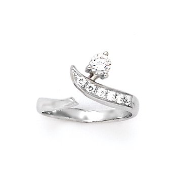 Childrens Toyshop  Jewelry : Solid 14K White Gold Five Gem with Solitaire Cubic Zirconia Toe Ring