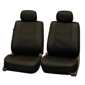 FH-PU007115 Deluxe Leatherette Car Seat Covers, Airbag compatible and Rear Split, Black color