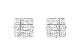 Cubic Zirconia 9 Cut Design Earrings : .925 Sterling Silver - 8 MM Made with Push Back and Gift box.