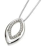 14K White Gold Diamond Pendant On 16 Inch Box Chain