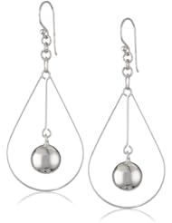 Sterling Silver Teardrop Shape Earrings with High Polish Dangle Bead