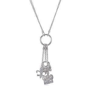 Sterling Silver Pendant Crown Fleur De Lis Disc Charms N