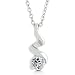 White Gold Rhodium Bonded Solitaire Pendant With a Twisted Silvertone Ribbon Grasping a Round Cut Clear CZ at the Bottom in Silvertone