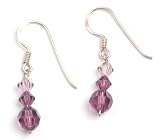 Oi! Ladies E2002 Purple Crystal Drop Earrings