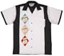 Diamond Pins Bowling Shirt White & Black Retro Bowler