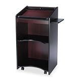 Executive Mobile Lectern, Slanted Full Width, 25 1/4w x 19-3/4d x 46h, Mahogany