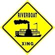 RIVERBOAT CROSSING steam boat travel sign