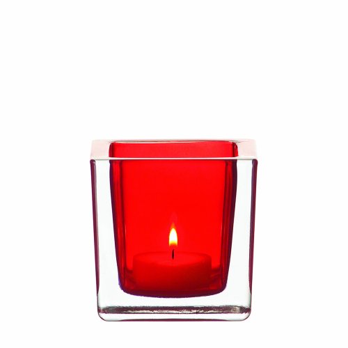 LEONARDO 086418 - Set/2 Tischlichter Cube 8 cm rot Preisvergleich