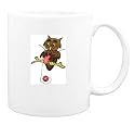 Mug with owl, cartoon, bird, knitting