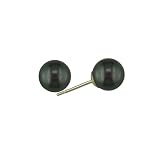 6-6.5mm Japanese Akoya Black Pearl Earrings with 14K Yellow Gold Posts