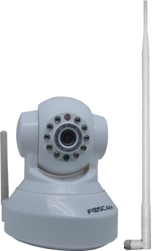 Foscam New Version FI8918W Wireless/Wired Pan & Tilt IP Camera with 8 Meter Night Vision and 3.6mm Lens (67° Viewing Angle) 2 Way Audio, Motion Detection Email Alert, Windows and Mac Compatible, with 9dbi Antenna - White