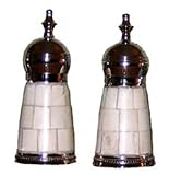 Decorative Salt & Pepper Shakers with Bone Inlay Sides