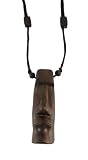 Carved Teak Easter Island Moai Head Talisman Necklace