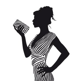 Une dame avec un sac ? main, vinyle autocollant, autocollants, H = 50cm, P = 25cm