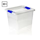 30 Liter Kiste Aufbewahrungsbox Kristallbox transparent + Deckel Archivkiste Lagerbox