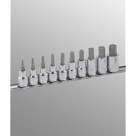 BS-310HS 10 Piece 3 8 Dr. SAE Hex Bit Socket Set by Genius Tool