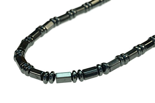 Luos Magnetic Synthetic Hematite Heptagon Shape Beaded Necklace - Style HN004