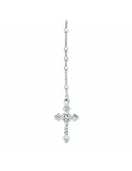 Genuine .925 Sterling Silver Polished Rosary Necklace 16 Inch Length 8 Grams. 100% Satisfaction Guaranteed.