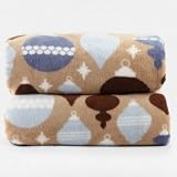 Oversized Blue Brown Christmas Bulb Microplush Throw Blanket