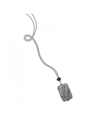 MMA Silver - 30 inch Necklace with Black Onyx and Jasper Drop