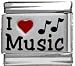 Jewelry : Clearly Charming I Heart Music Red Heart Laser Italian Charm
