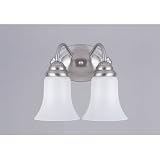 Westinghouse Two-Light Downward Wall Sconce, Brushed Nickel with White Opal Globes #64485