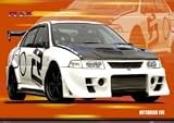 Mitsubishi Evo (Max Power) Black Wood-Mounted Art Poster Print - 24