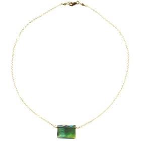 14K Gold Green Tourmaline Chicklet Necklace by Women Want Jewelry